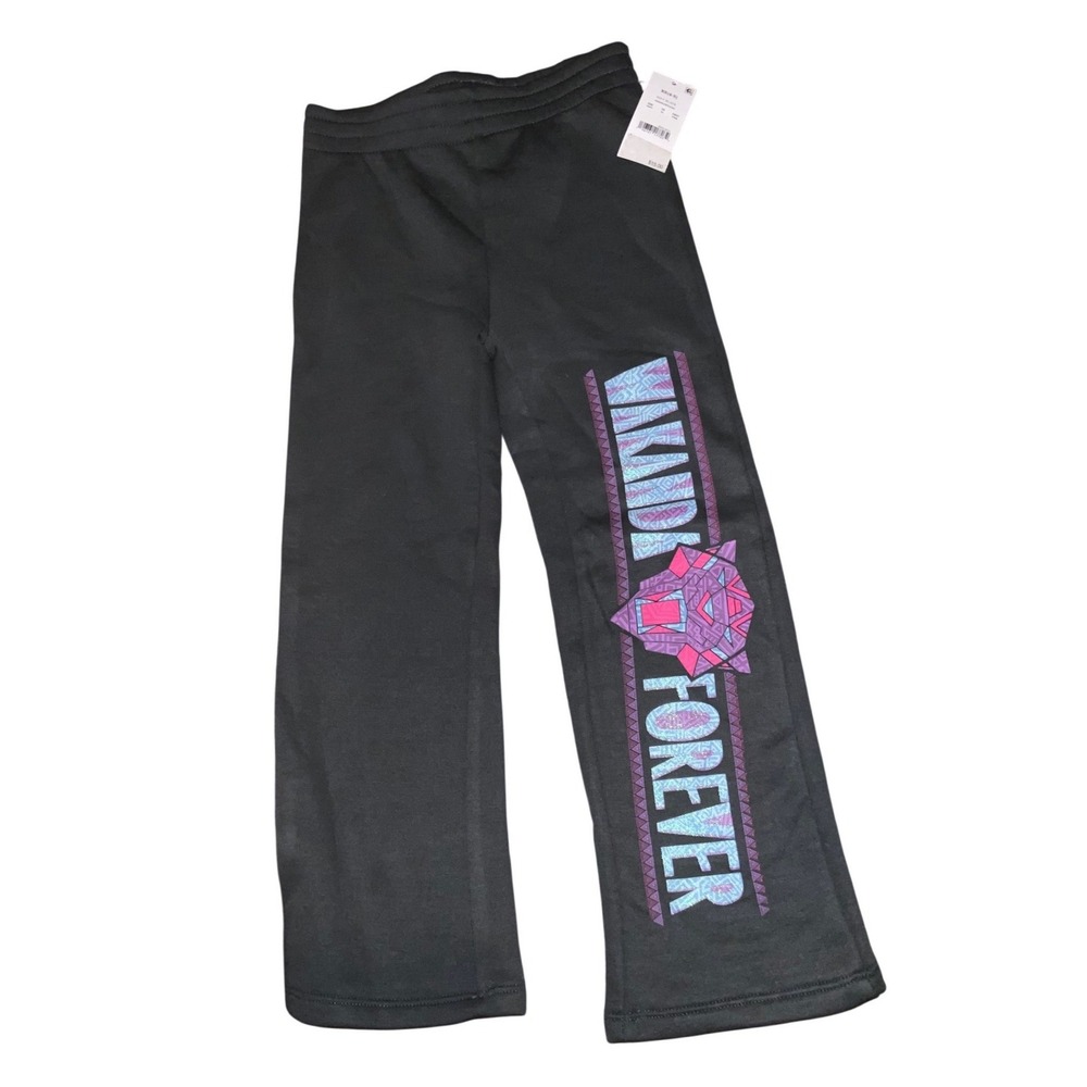 Marvel Black Panther Wakanda Forever ‎ Black Graphic Joggers Girls XS 4/5